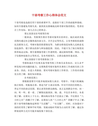 干部考察工作心得体会范文 