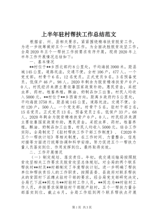 上半年驻村帮扶工作总结范文