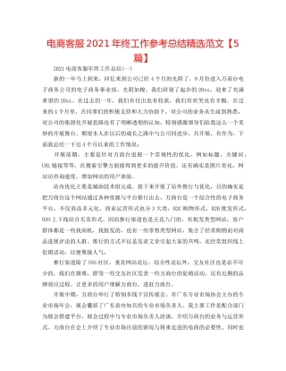 电商客服2024年终工作参考总结精选范文【5篇】 