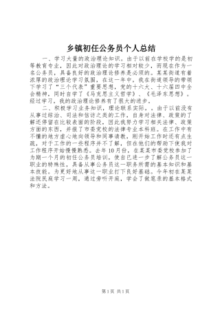 乡镇初任公务员个人总结