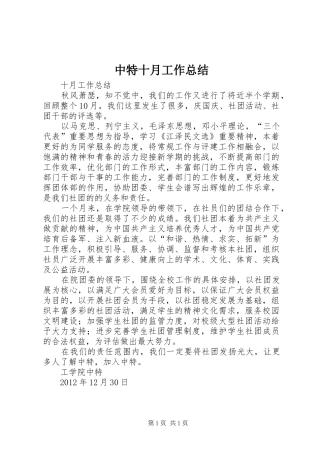 中特十月工作总结