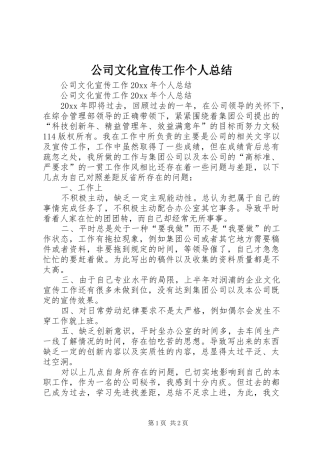 公司文化宣传工作个人总结