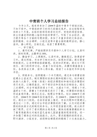 中青班个人学习总结报告