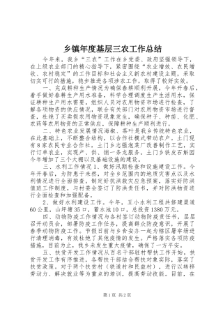 乡镇年度基层三农工作总结