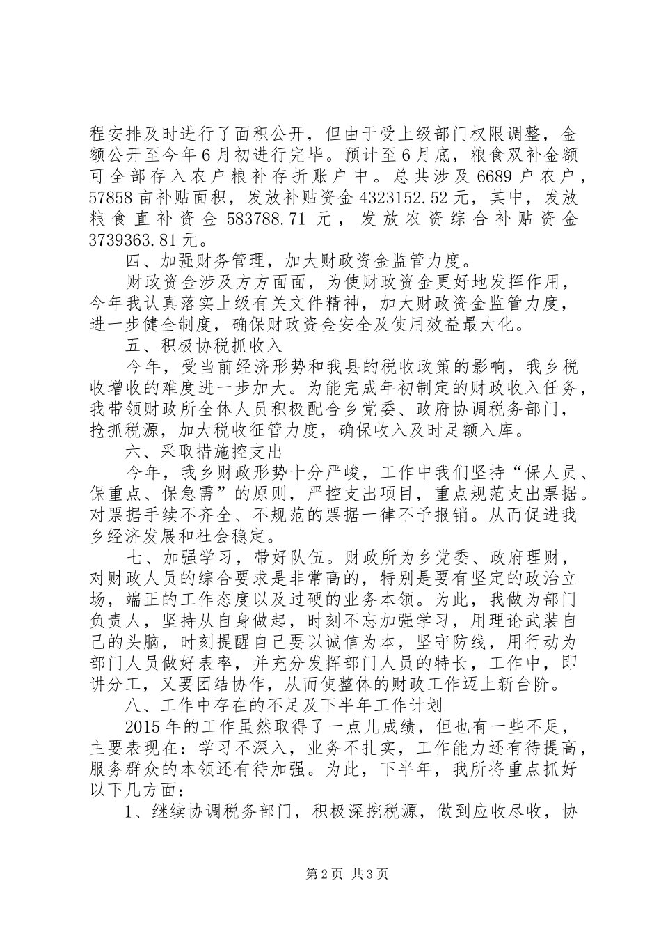 乡财政所年中工作总结_第2页