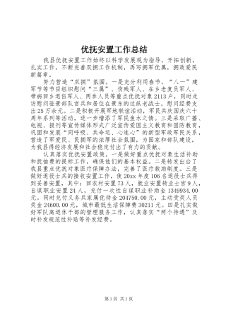 优抚安置工作总结