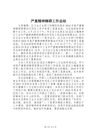 严重精神障碍工作总结