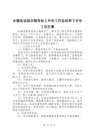 乡镇农业综合服务站上半年工作总结和下半年工作打算