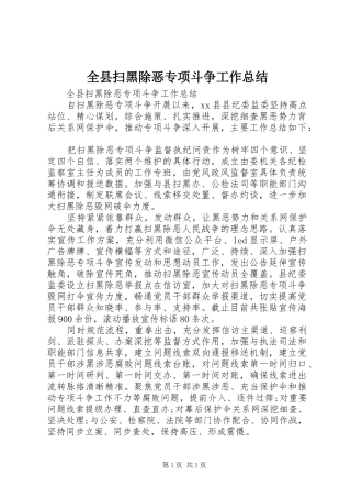 全县扫黑除恶专项斗争工作总结