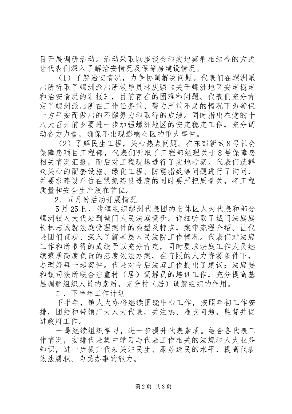 乡镇人大办半年工作总结_第2页