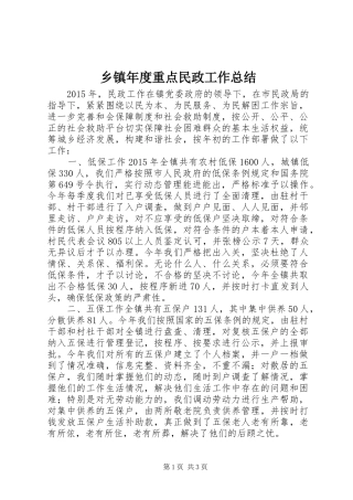 乡镇年度重点民政工作总结