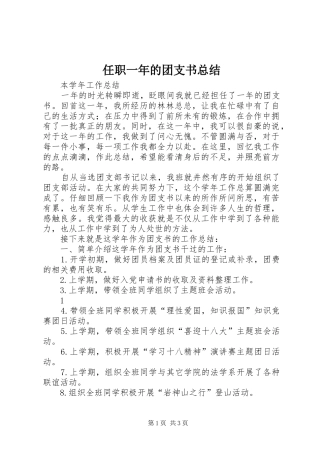 任职一年的团支书总结