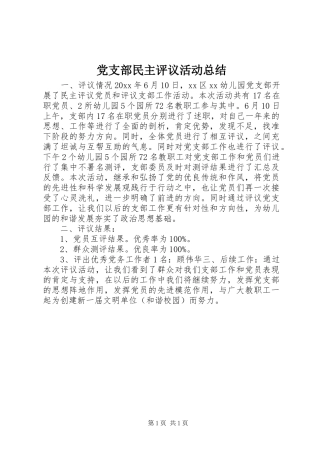 党支部民主评议活动总结