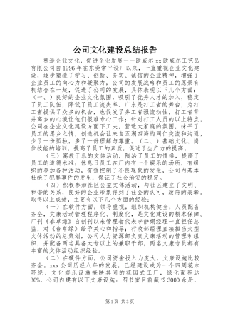 公司文化建设总结报告