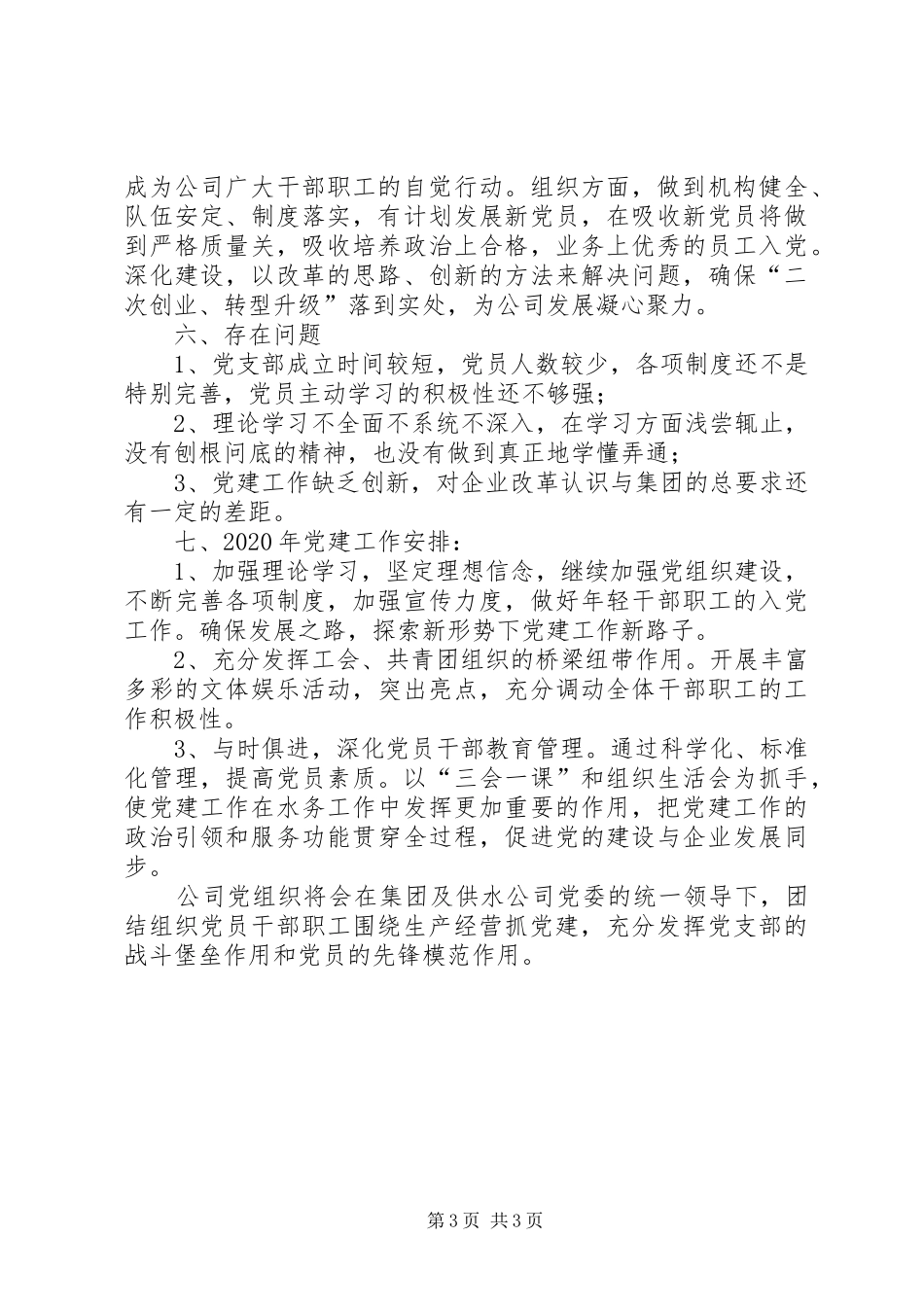 供水公司党建工作总结推荐版本_第3页