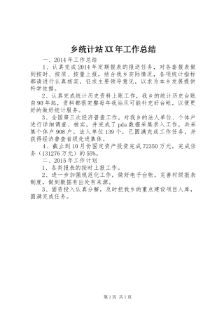 乡统计站XX年工作总结