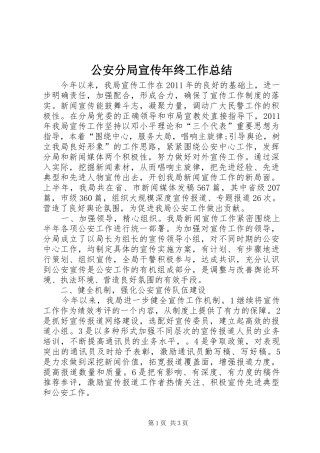 公安分局宣传年终工作总结