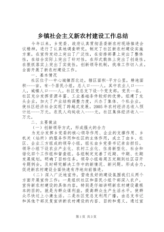 乡镇社会主义新农村建设工作总结 (10)