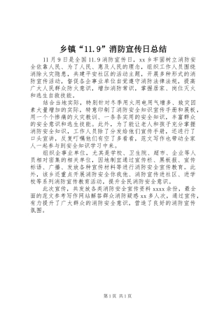 乡镇“11.9”消防宣传日总结