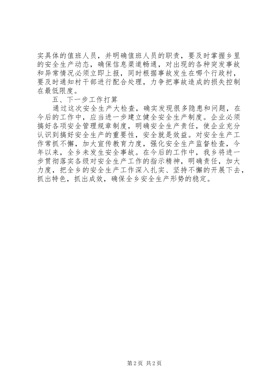 乡镇安全生产大检查工作总结范文_第2页