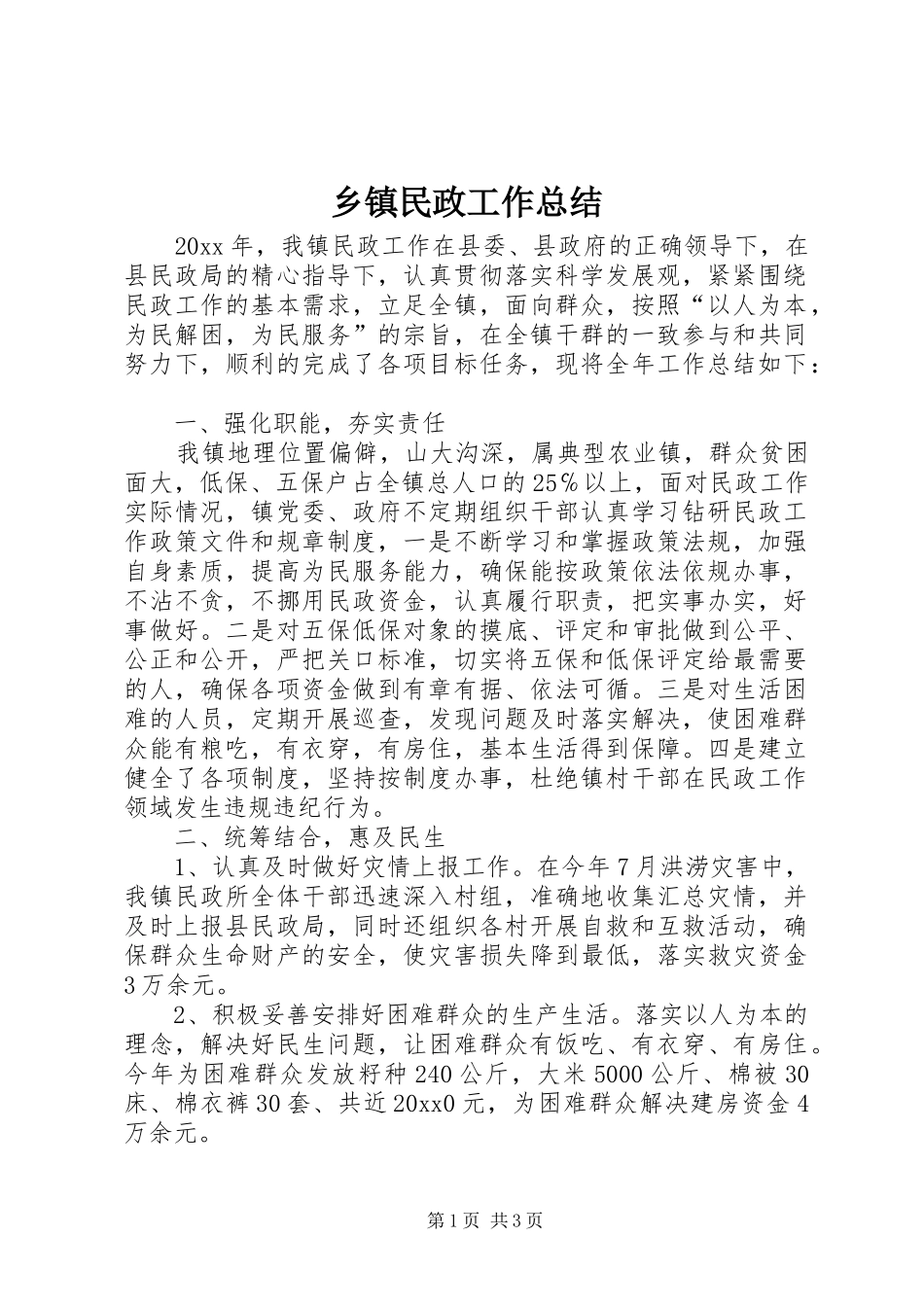 乡镇民政工作总结 (13)_第1页