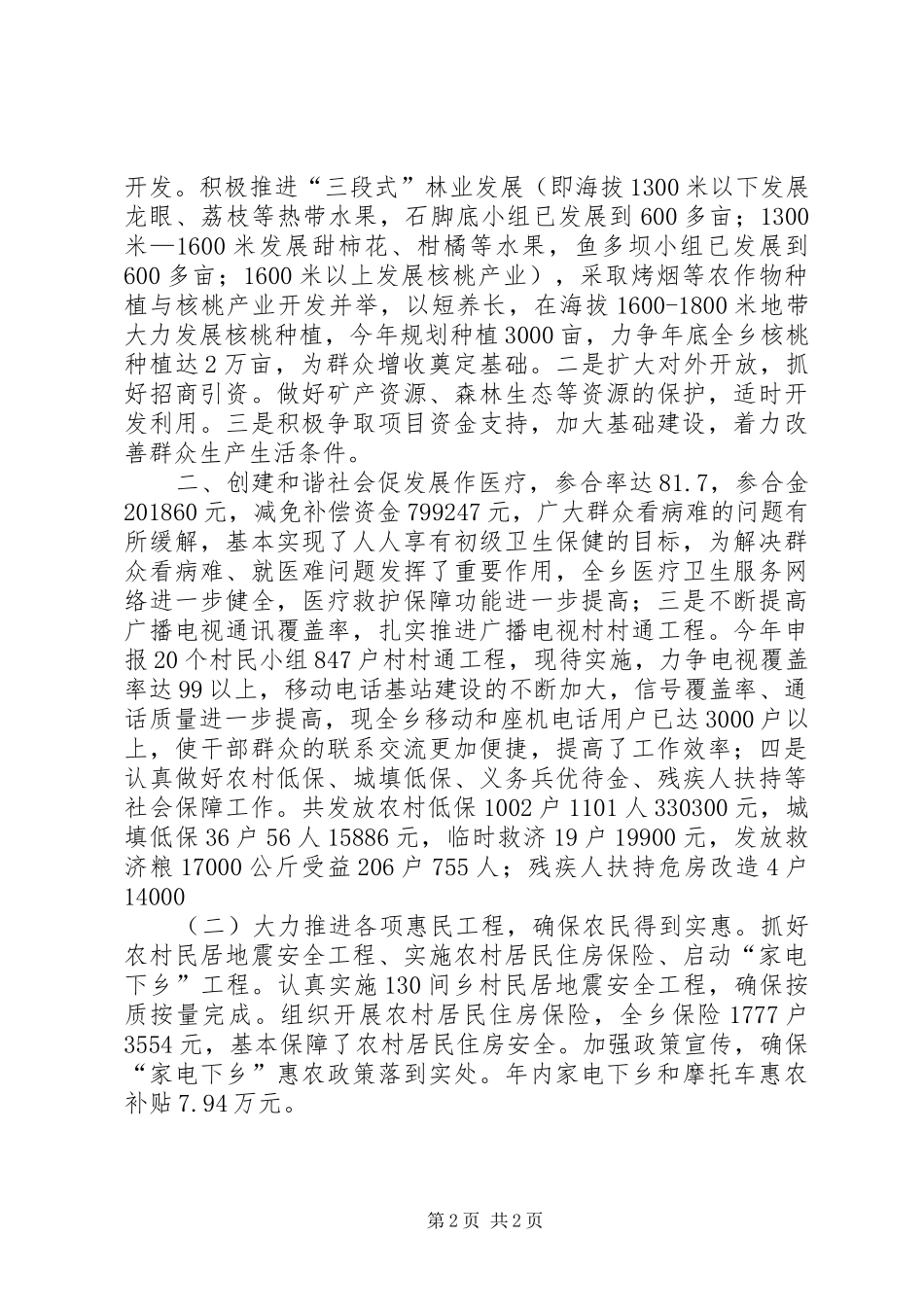 乡镇工作总结和工作意见_第2页