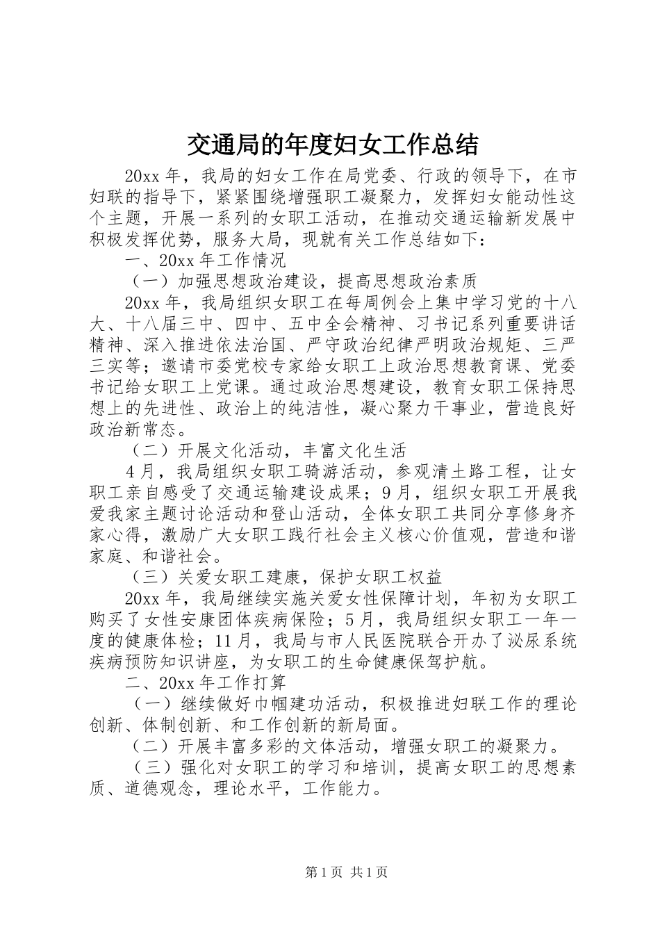 交通局的年度妇女工作总结_第1页