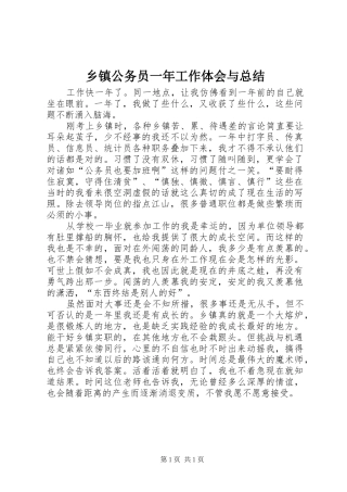 乡镇公务员一年工作体会与总结