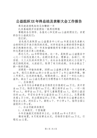 公益组织XX年终总结及表彰大会工作报告