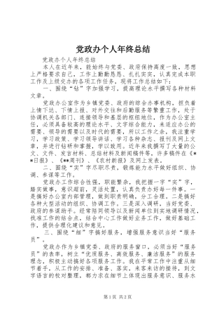 党政办个人年终总结