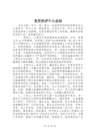 党员民评个人总结