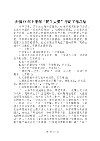 乡镇XX年上半年“民生大爱”行动工作总结