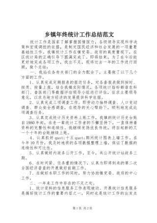 乡镇年终统计工作总结范文