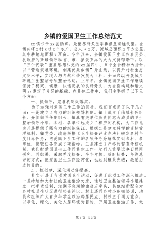 乡镇的爱国卫生工作总结范文