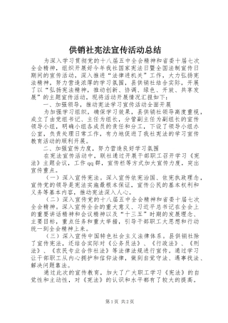 供销社宪法宣传活动总结