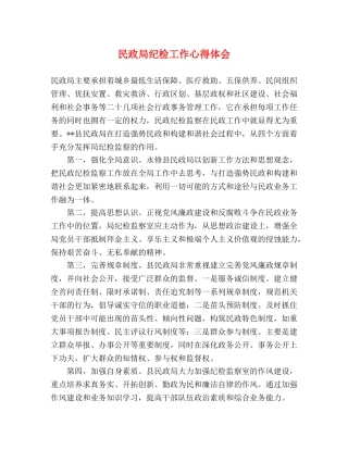 民政局纪检工作心得体会 