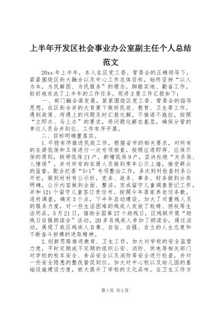 上半年开发区社会事业办公室副主任个人总结范文
