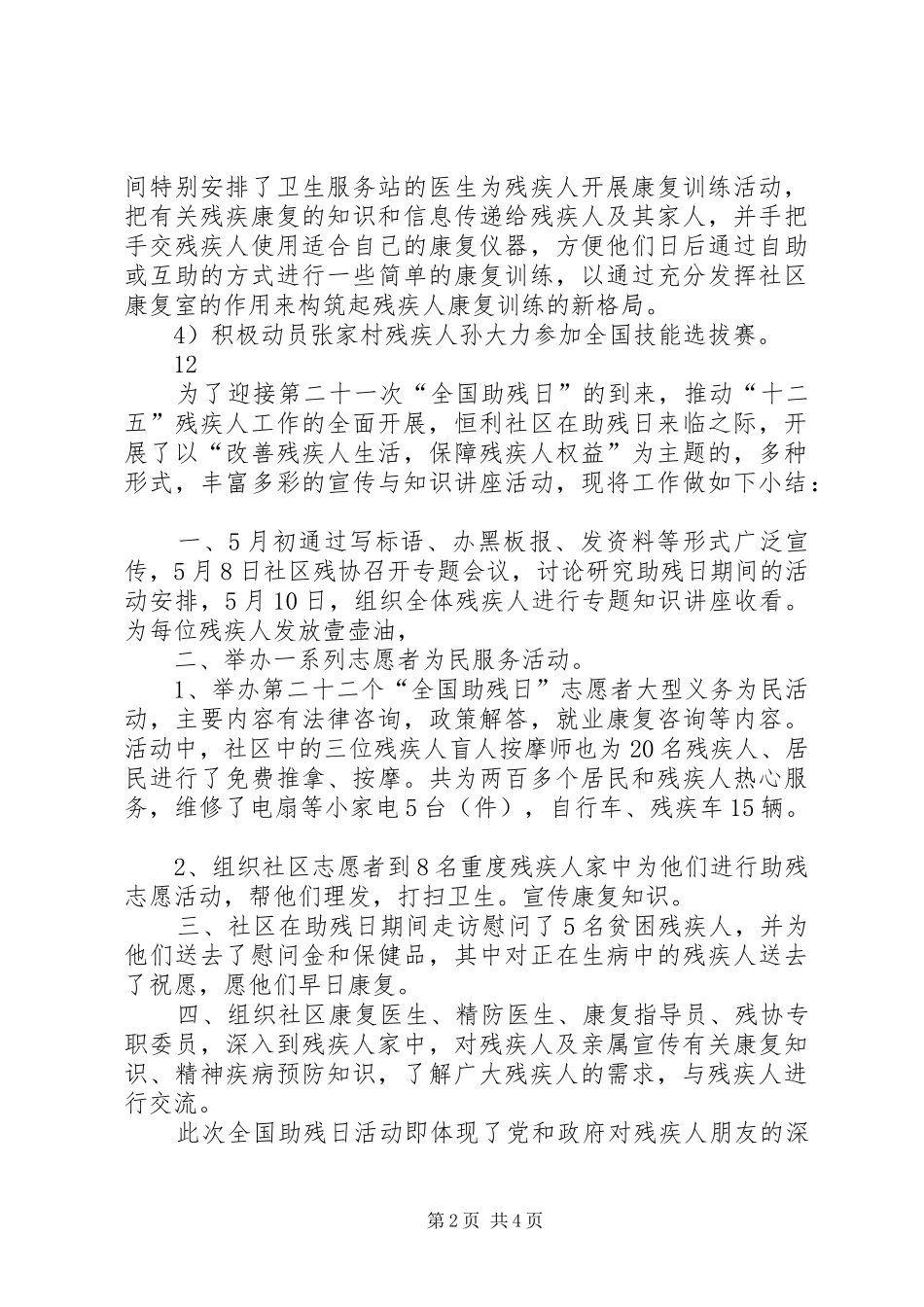 乡镇全国助残日活动总结_第2页