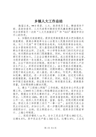 乡镇人大工作总结