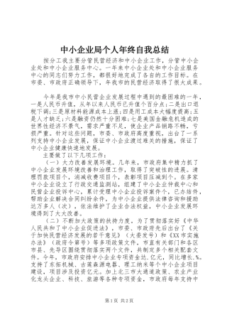 中小企业局个人年终自我总结