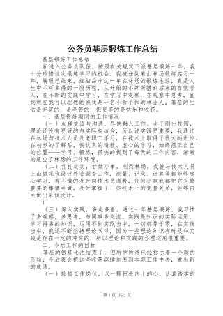 公务员基层锻炼工作总结