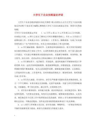 大学生下企业实践鉴定评语 