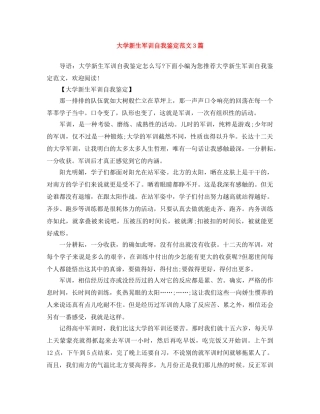 大学新生军训自我鉴定范文3篇 