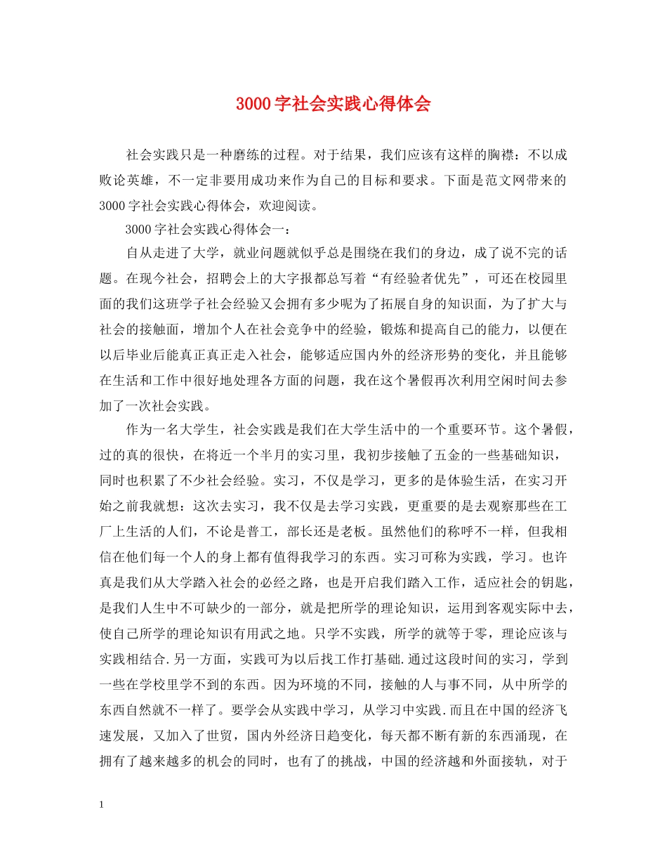 3000字社会实践心得体会 _第1页