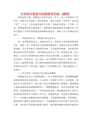 大学生村官实习自我参考总结（通用） 