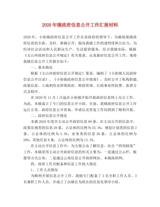 2024年镇政府信息公开工作汇报材料 