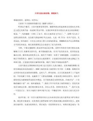 大学生励志演讲稿展翅高飞 