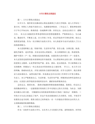 大专计算机自我鉴定 