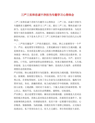 三严三实和忠诚干净担当专题学习心得体会 