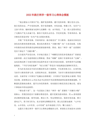 20XX年践行两学一做学习心得体会模板 